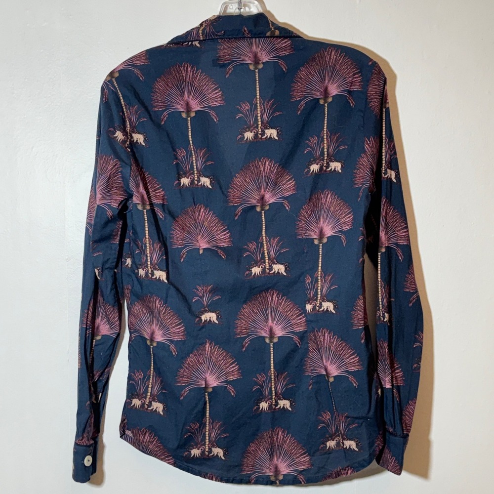 Desmond & Dempsey Size XS Ravenala Print Long Sleeve Pajama Top Organic Cotton - Picture 6 of 12